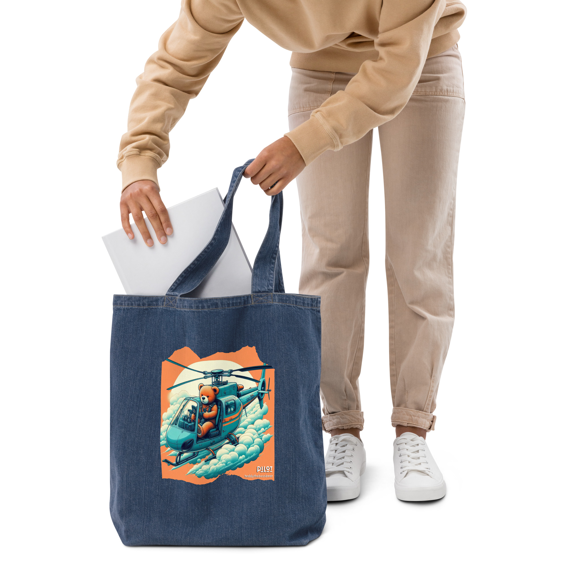 Pilot Boss - Denim Tote (Brown Bear) - Image 4